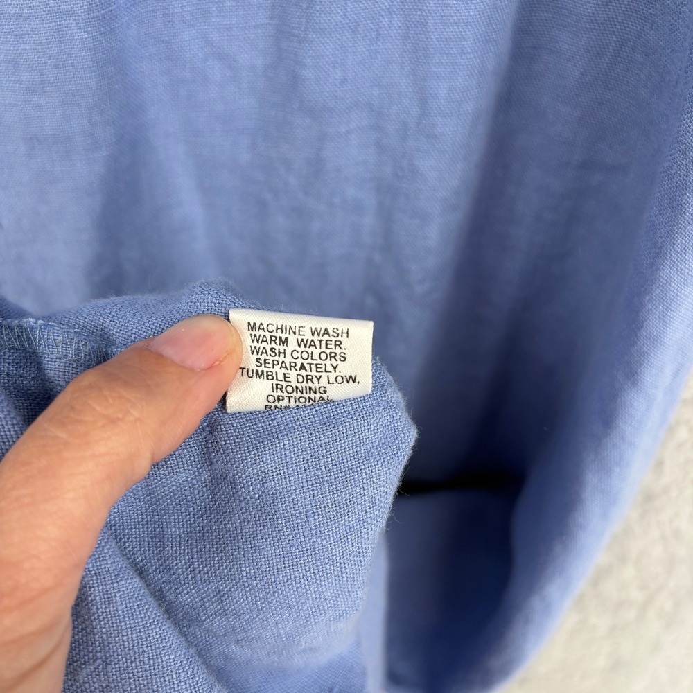 FLAX 100% Linen Sleeveless V-Neck Tunic Top Plus Size 2X Light Blue Oversized - Picture 6 of 7